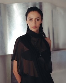 Bristol Black Asymmetric Georgette Top and Pants