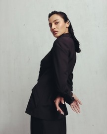 Seal Brown Cut Out Lapel Blazer and Pants