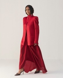 Savvy Red Funnel Jacket Set