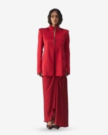 Savvy Red Funnel Jacket Set