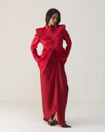 Savvy Red Funnel Jacket Set