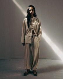 Mandarin Collar Linen Overshirt
