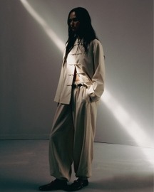 Mandarin Collar Linen Overshirt