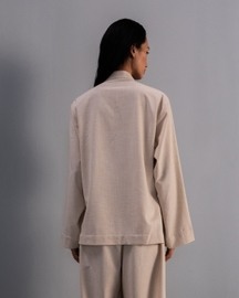 Mandarin Collar Linen Overshirt