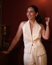 Butter Cream Open Back Vest & Pants