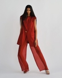 Scarlet Vest With Organza Pants