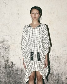 Grid Kaftan Dress