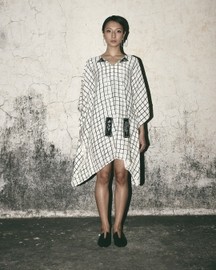 Grid Kaftan Dress