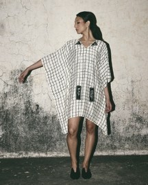 Grid Kaftan Dress
