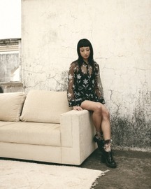 Black Floral Organza Shirt