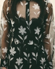 Black Floral Organza Shirt