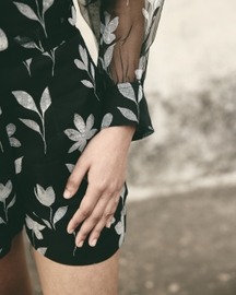 Black Floral Organza Shirt