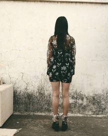 Black Floral Organza Shirt