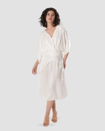 Flow Kaftan Tie Up Dress - White