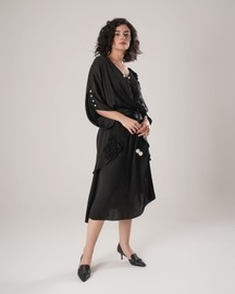 Flow Kaftan Tie Up Dress - Black