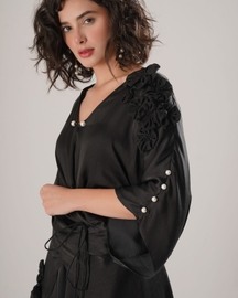 Flow Kaftan Tie Up Dress - Black