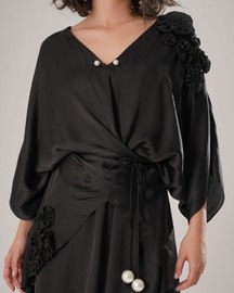 Flow Kaftan Tie Up Dress - Black
