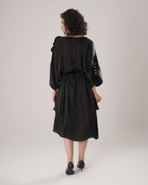 Flow Kaftan Tie Up Dress - Black