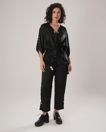 Flow Kaftan Tie Up Top - Black