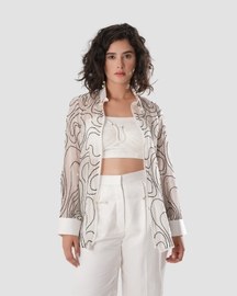 Flow Embroidered Shirt - White