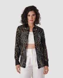 Flow Embroidered Shirt - Black