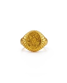Vintage Engraved Gold Signet Men's Ring