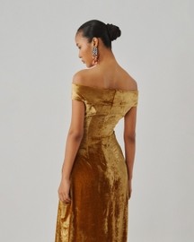 Molten Gold Off-Shoulder Gown
