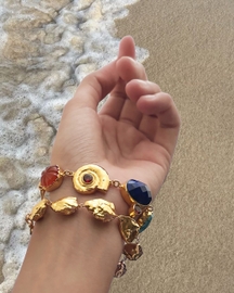 Multi Gemstone Charm Bracelet in Gold