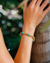Turquoise Nugget Link Chain Bracelet