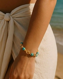 Turquoise Nugget Link Chain Bracelet