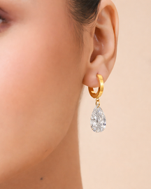 Pear Cut Crystal Drop Hoop Earrings in 92.5 Sterling Silver