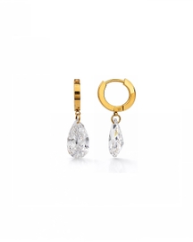 Pear Cut Crystal Drop Hoop Earrings in 92.5 Sterling Silver