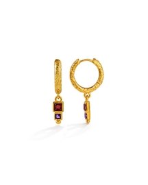 Gold Plated Garnet Amethyst Geometric 92.5 Sterling Silver Earrings