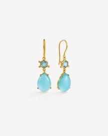 Gold Plated Aqua Chalcedony and Blue Topaz 92.5 Sterling Silver Earrings