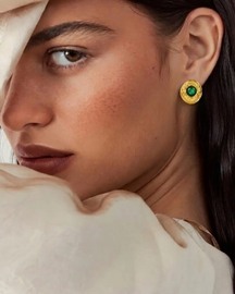 Green Onyx Medallion Studs in 92.5 Sterling Silver