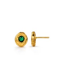 Green Onyx Medallion Studs in 92.5 Sterling Silver