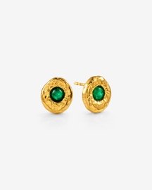 Green Onyx Medallion Studs in 92.5 Sterling Silver