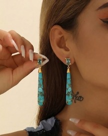 London Blue Topaz & Copper Turquoise Drop Earring