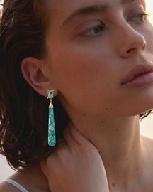 London Blue Topaz & Copper Turquoise Drop Earring