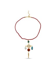 Bohemian Turquoise & Coral Pendant Necklace