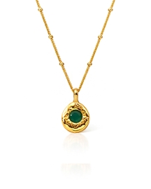 Green Onyx Medallion 92.5 Sterling Silver Charm Necklace