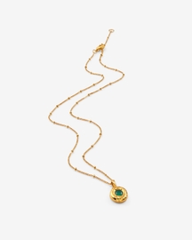 Green Onyx Medallion 92.5 Sterling Silver Charm Necklace