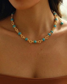 Turquoise Nugget Link Chain Necklace