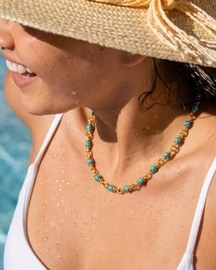 Turquoise Nugget Link Chain Necklace