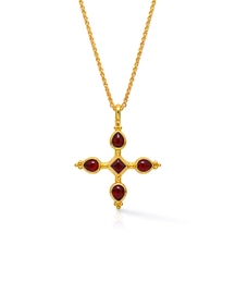 Ruby Cross Pendant Necklace