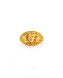 Gold Plated Face Medallion 92.5 Sterling Silver Ring