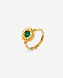 Green Onyx Medallion 92.5 Sterling Silver Ring
