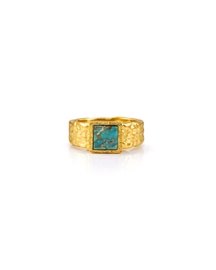 Turquoise Cushion Textured Statement Ring