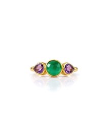 Green Onyx & Amethyst Multi Stone Ring