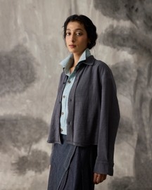 Grey Rough Edged Button Up Knit - Women